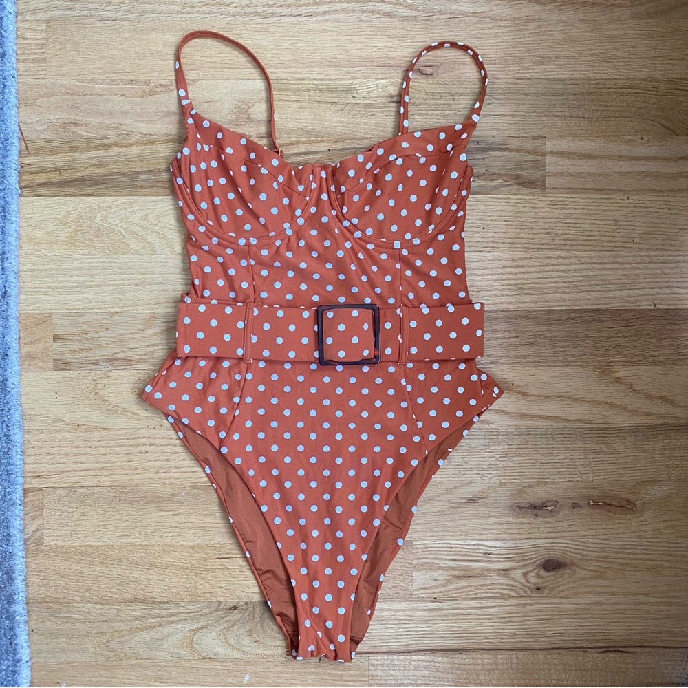 Onia Orange Polka Dot One-Piece Swimsuit